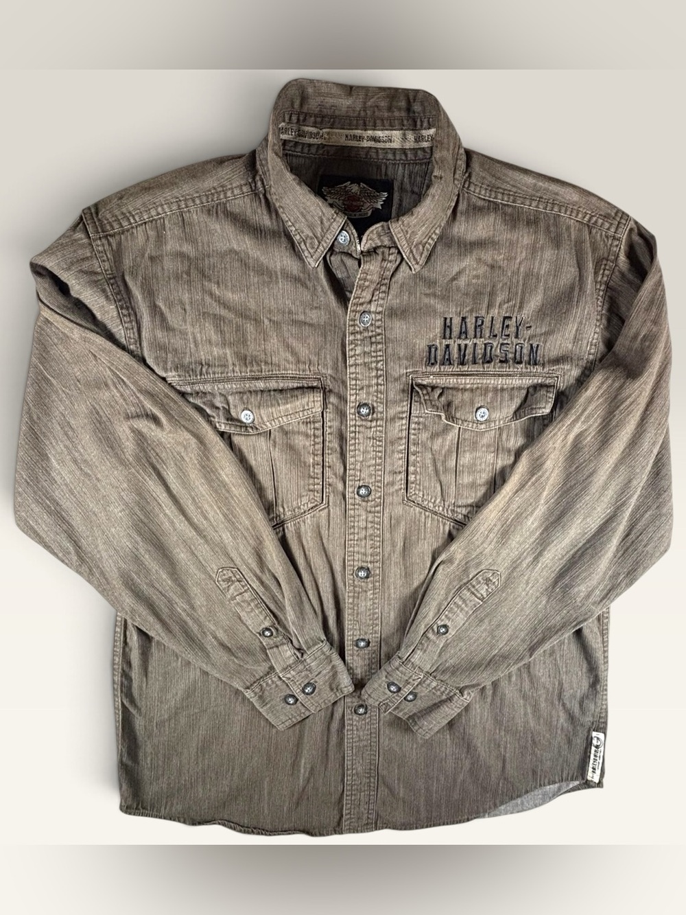 Harley-Davidson 100% Cotton Charcoal Gray Button Down Shirt Men’s M 2010